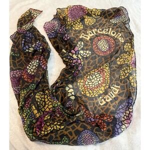 GAUDI SCARF Large 35" x 70" RARE Barcelona Originals Spain Souvenir Art